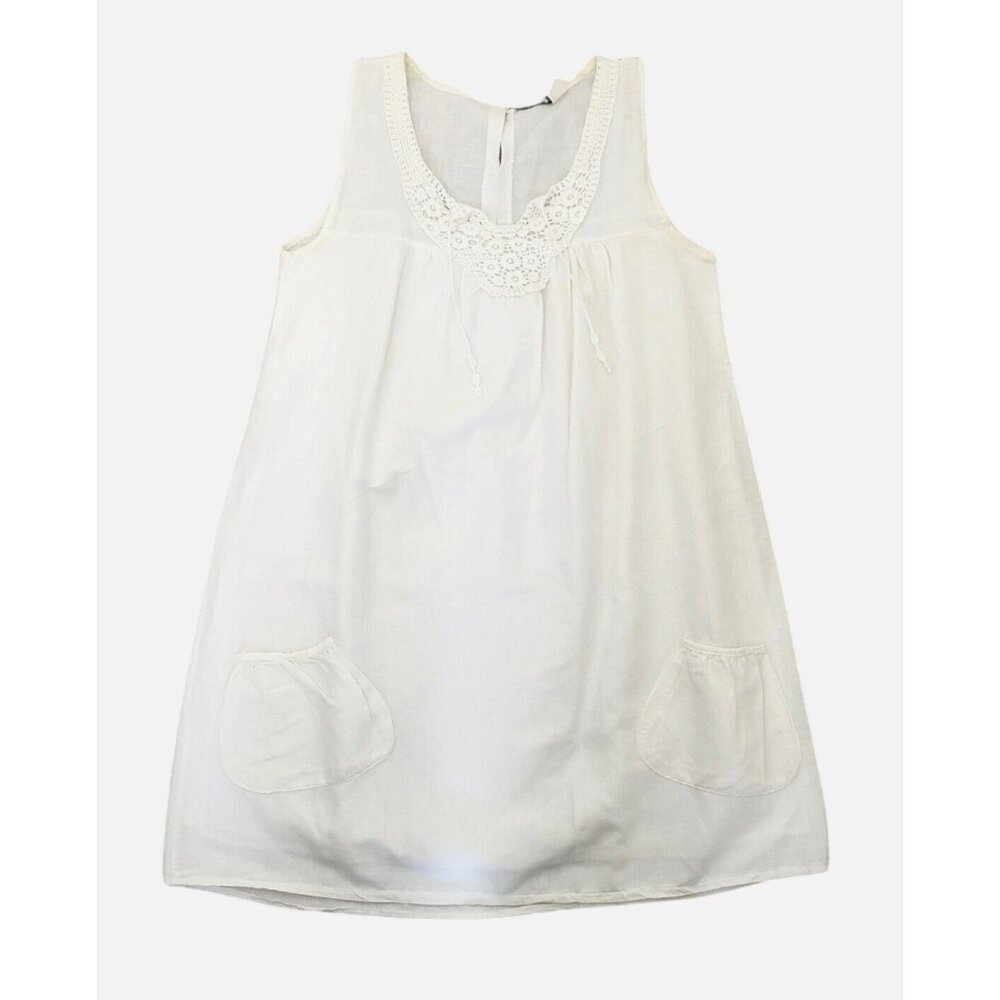 Venus White Sleeveless Dress with Crochet Detail Size 10